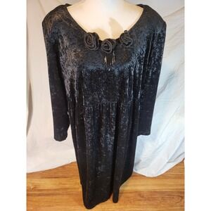 Vintage 80s 90s All That Jazz More Jazz Dress Plus 18W Black Velvet Goth Grunge